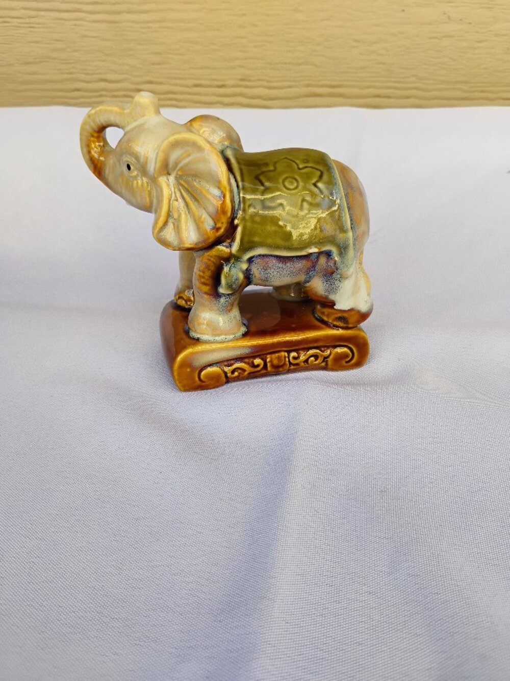 vintage glazed ceramic elephant figurine